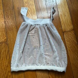 Sparkling white halter sheer dance top, size small